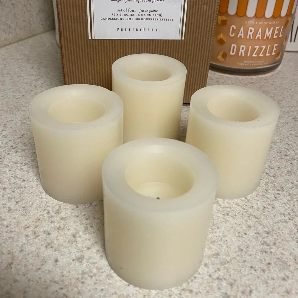 New Pottery Barn Flameless Wax Pillar Candles Set - Picture 3 of 5